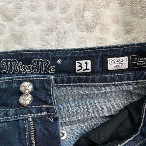Miss Me Dark Blue Denim with Silver Accents